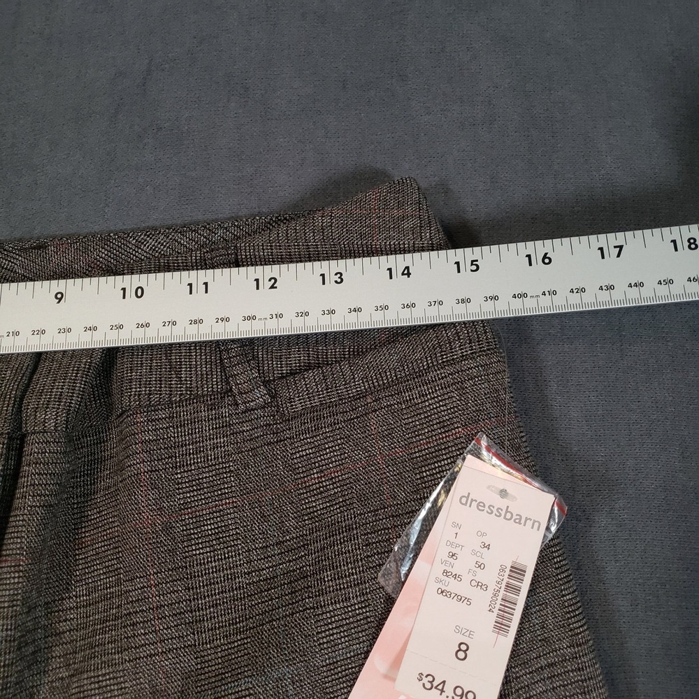 Dressbarn Dress Pants Womens 8 Brown Glen Plaid Wide Leg Stretch Trousers NWT - Picture 8 of 9